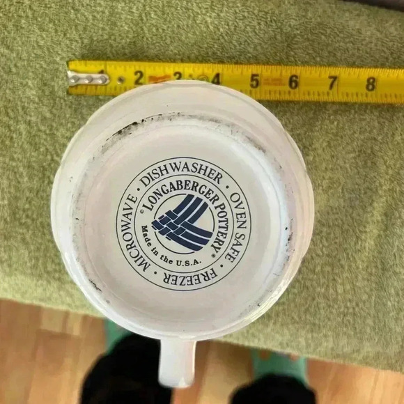 Longaberger Pottery Blue Woven Traditions 1 Quart Pitcher - Picture 4 of 6